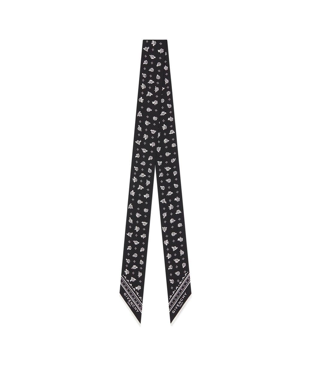 Givenchy Black Silk Twill Floral Scarf