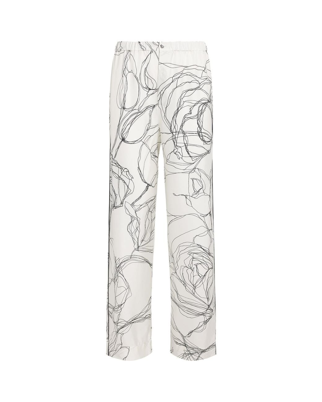 Fabiana Filippi White Silk Twill Printed Trousers
