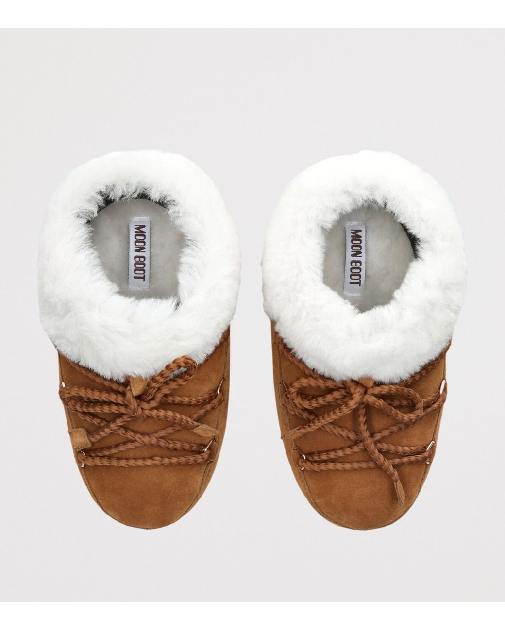 Moon Boot Brown Suede Shearling-Trim Evx Mules