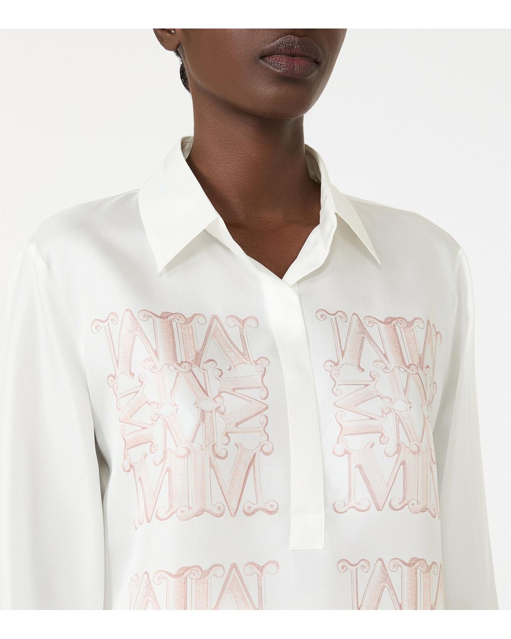 Max Mara White Silk Monogram Shirt for men