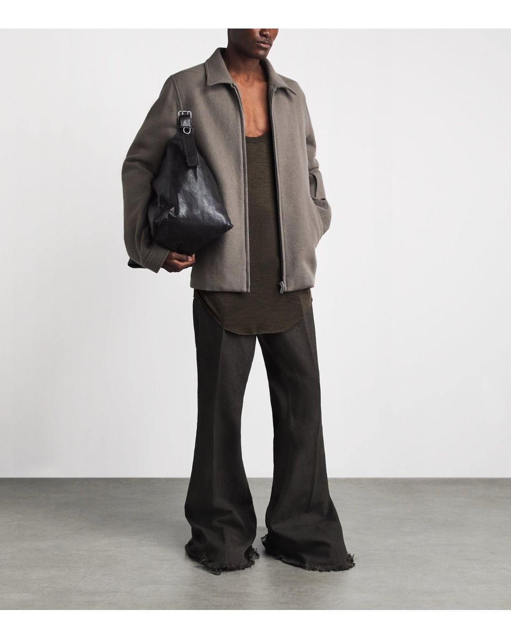 Rick Owens Brown Wool-Silk Pony Tank Top for men