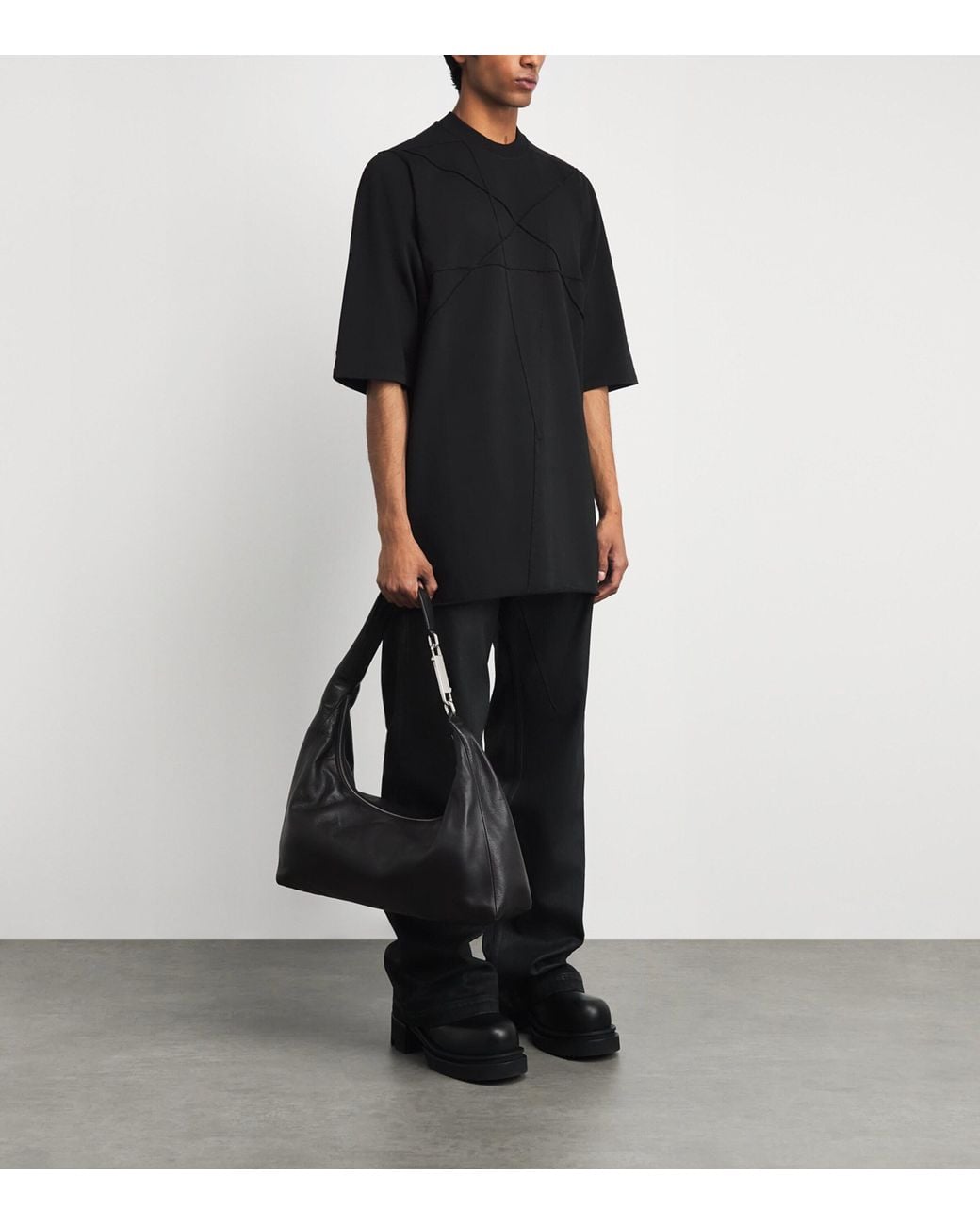 Rick Owens Black Cotton Jumbo Pentastitch T-Shirt for men