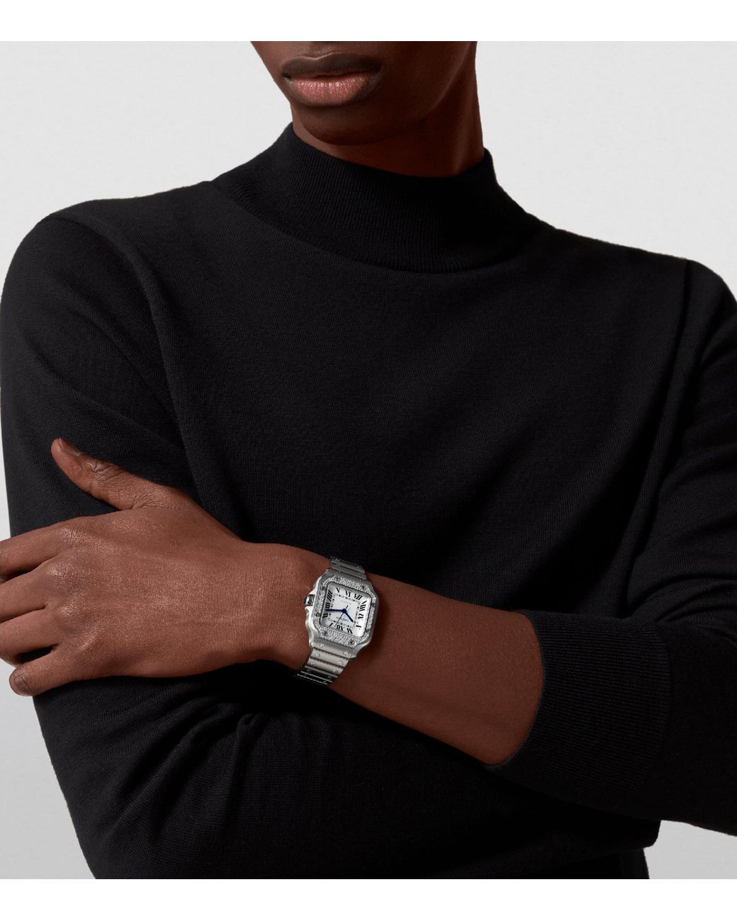 Cartier Gray Medium Steel Santos De Watch