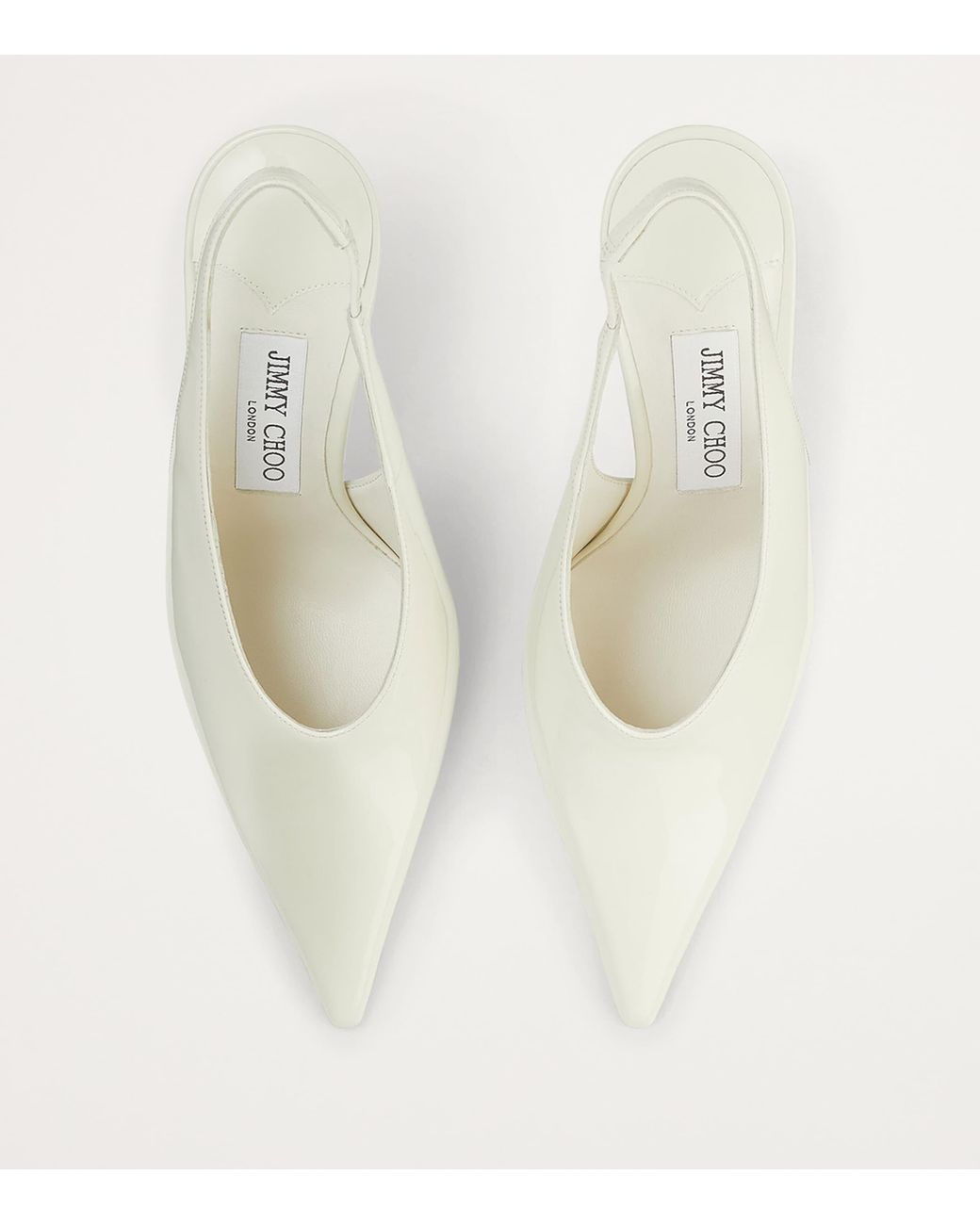 Jimmy Choo White Isa 95 Leather Slingback Pumps