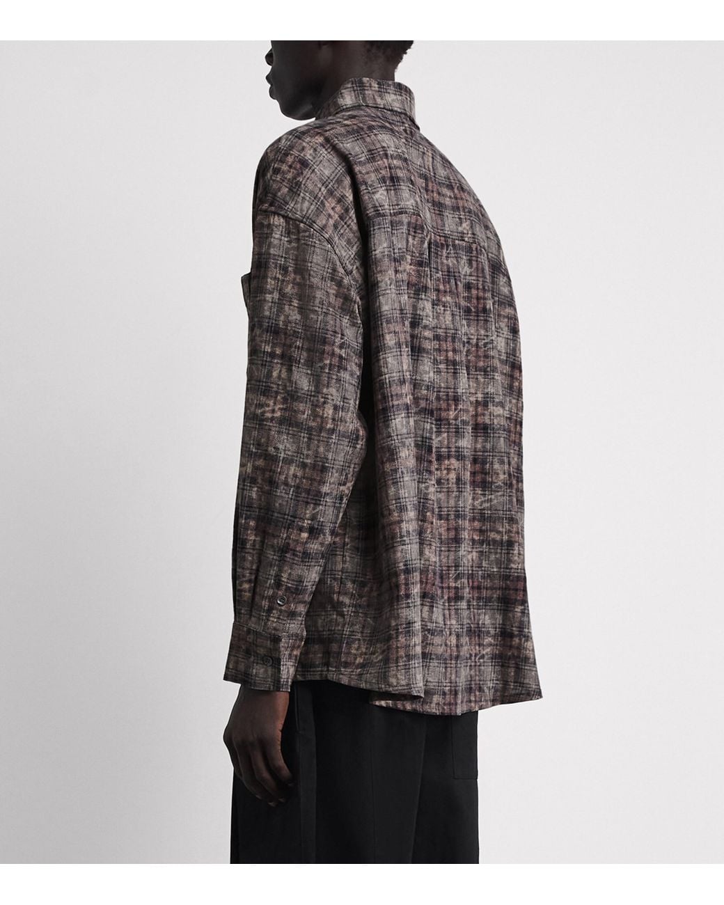 Picante Gray Cotton Bleached Check Rocco Shirt for men