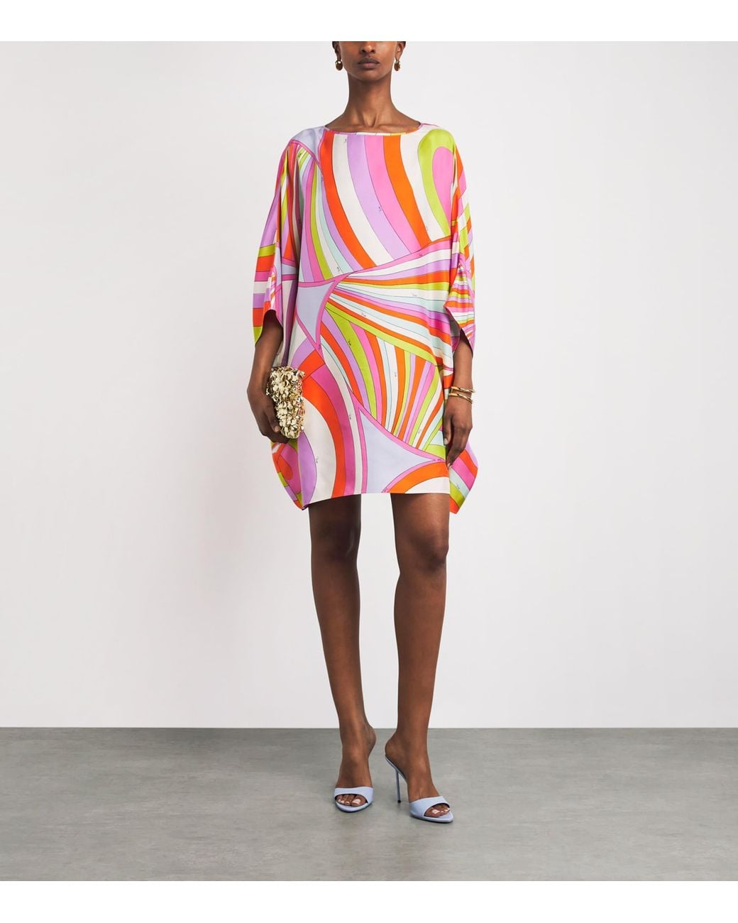 Emilio Pucci Pink Silk Printed Kaftan Mini Dress