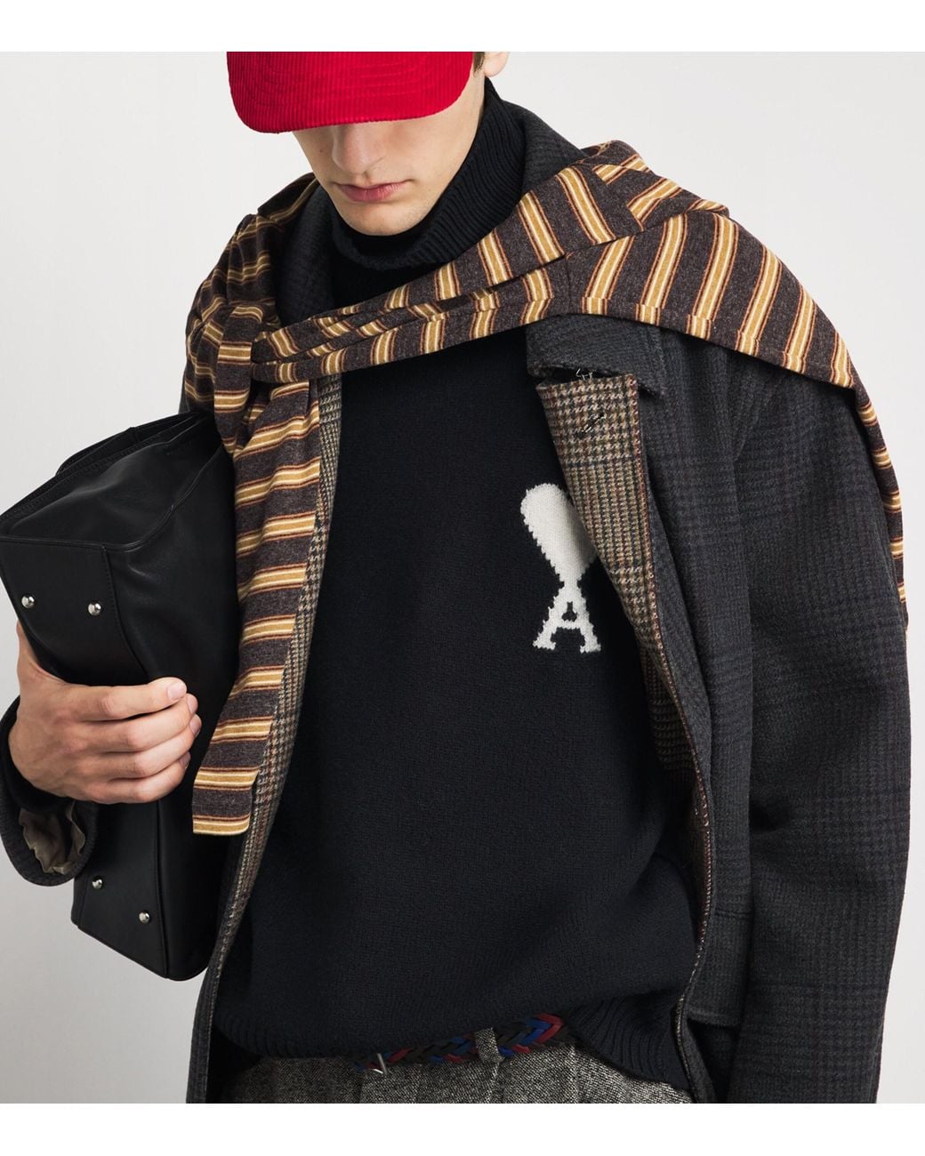 AMI Black Virgin Wool Ami De Coeur Rollneck Sweater for men
