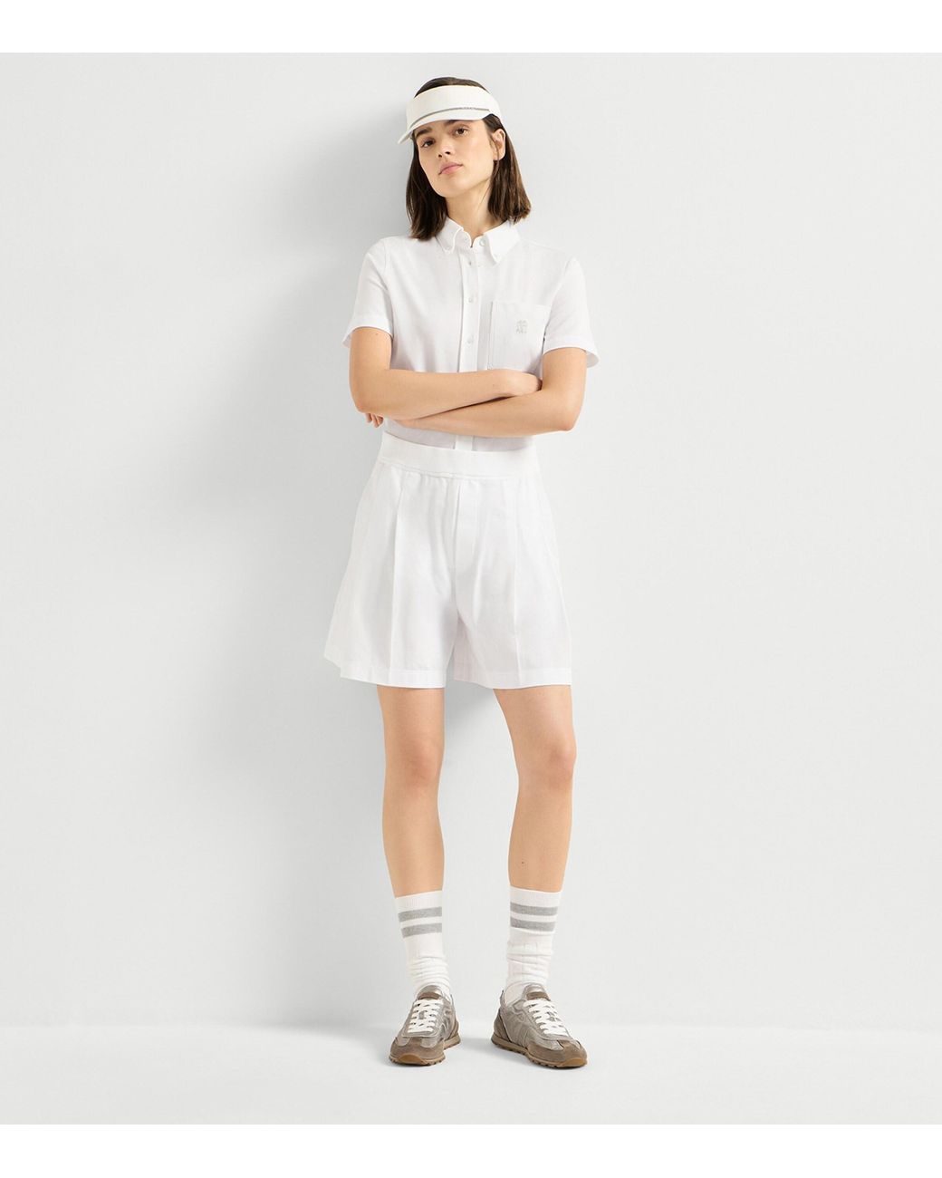 Brunello Cucinelli White Cotton-Blend Piqué Bermuda Shorts