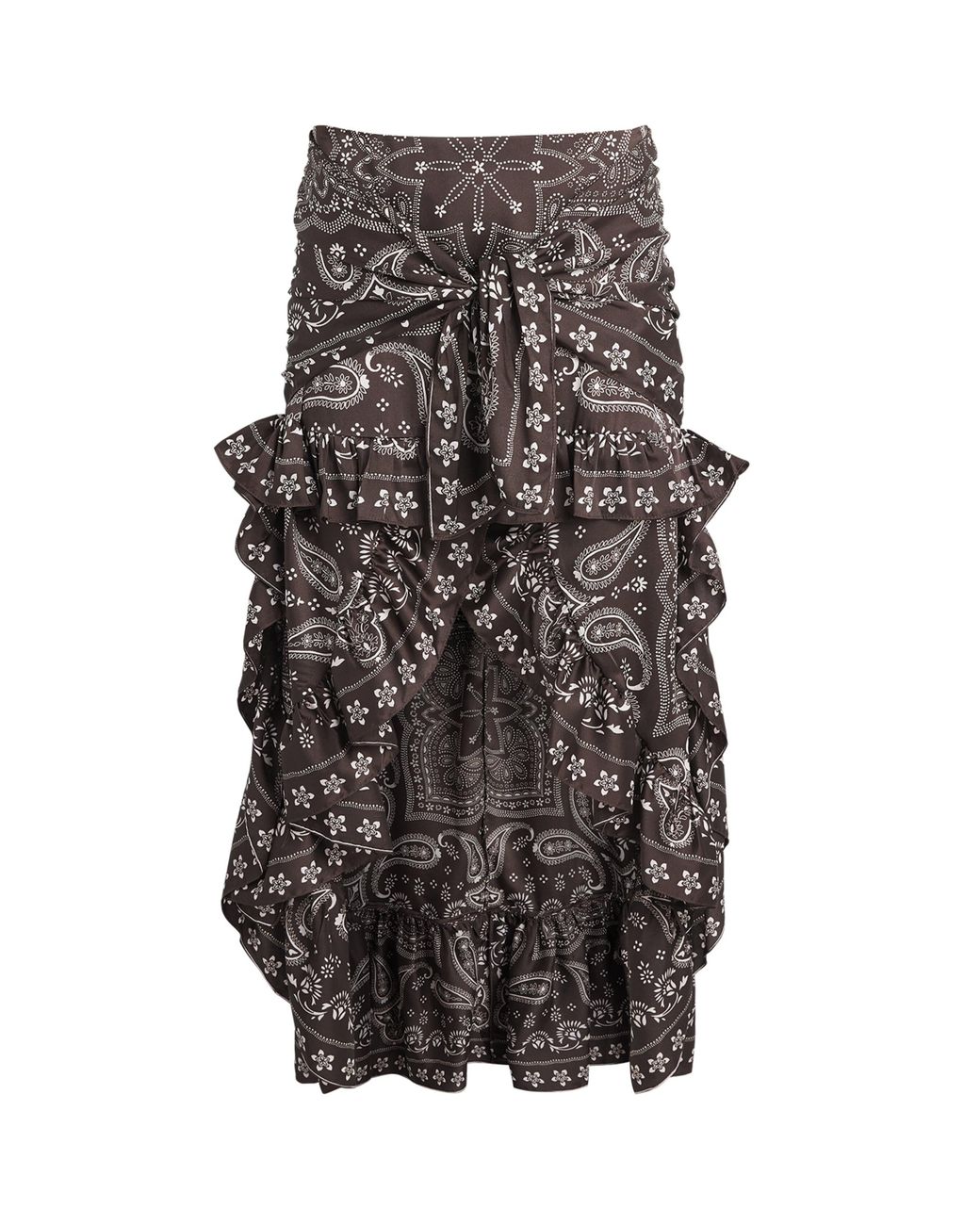 Sandro Gray Satin Bandana Asymmetric Midi Shirt