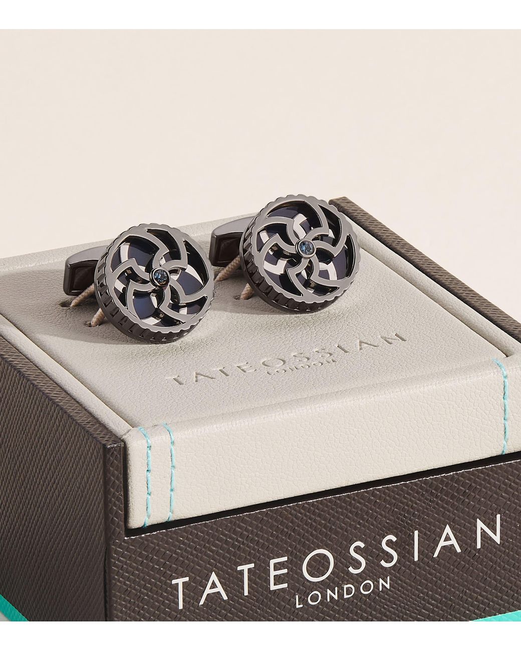 Tateossian Metallic Gunmetal And Palladium Trinity Cufflinks for men