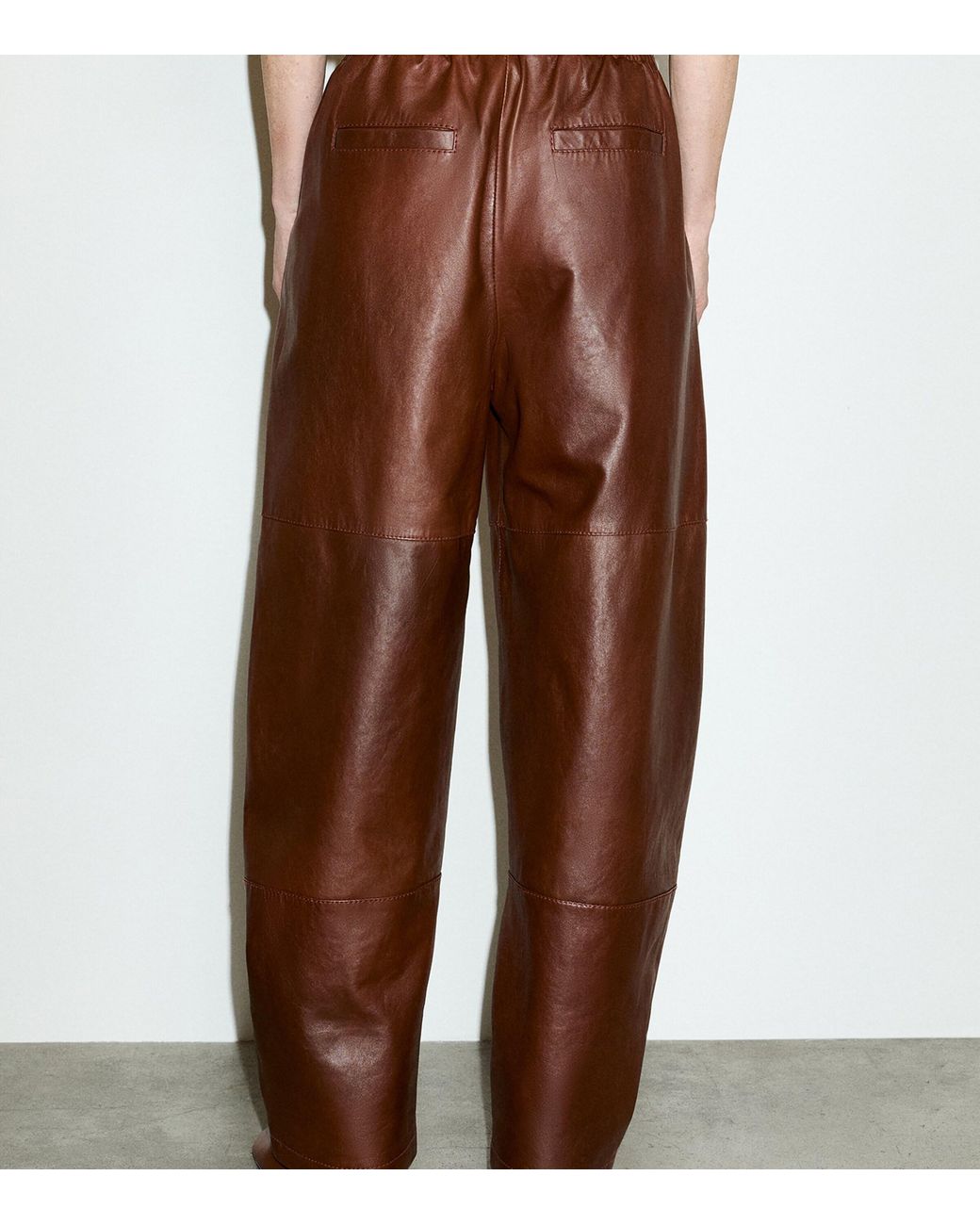 MAX&Co. Brown Leather Balloon Trousers