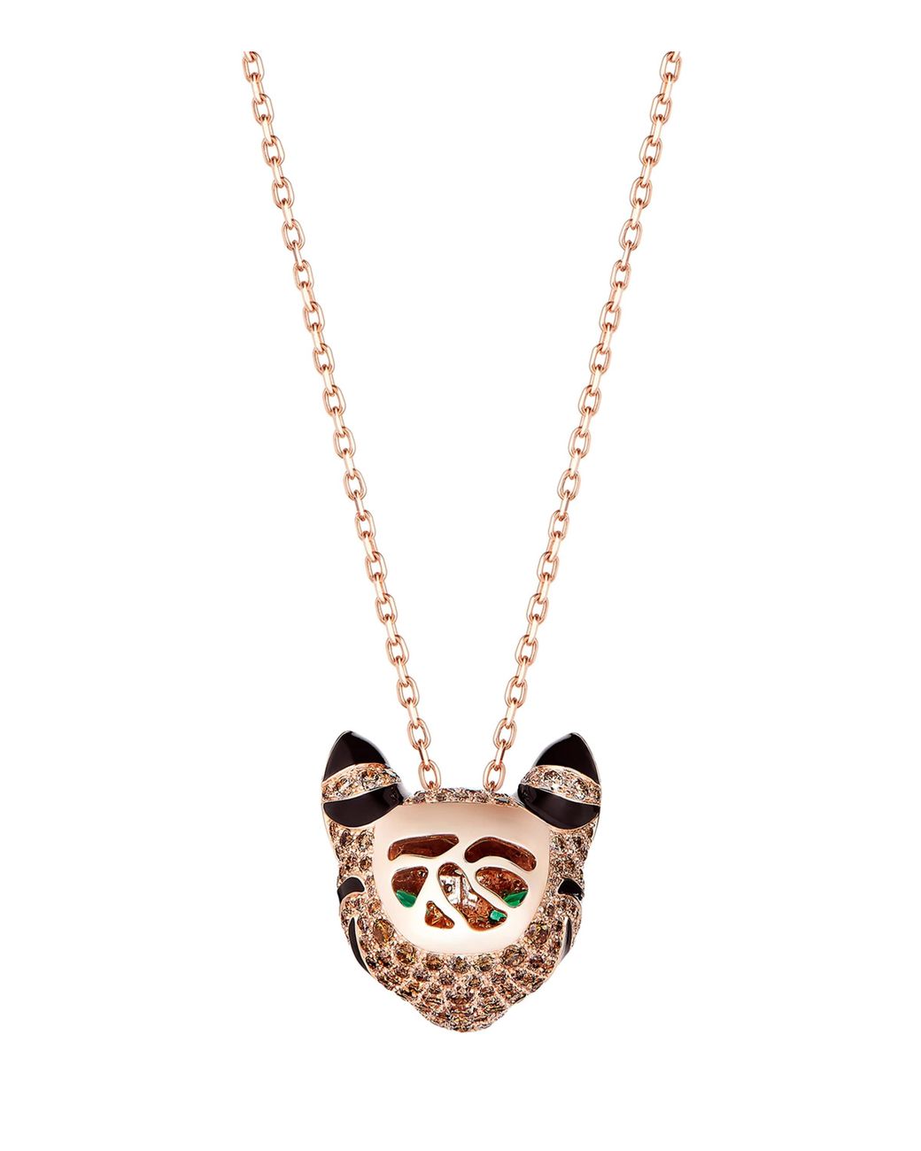 Boucheron White Rose, Diamond And Emerald Animaux De Coll Necklace