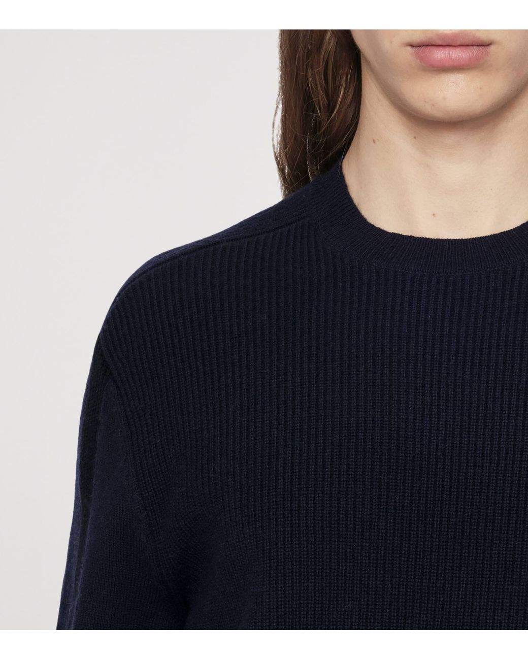 AllSaints Blue Merino Wool Hawke Sweater