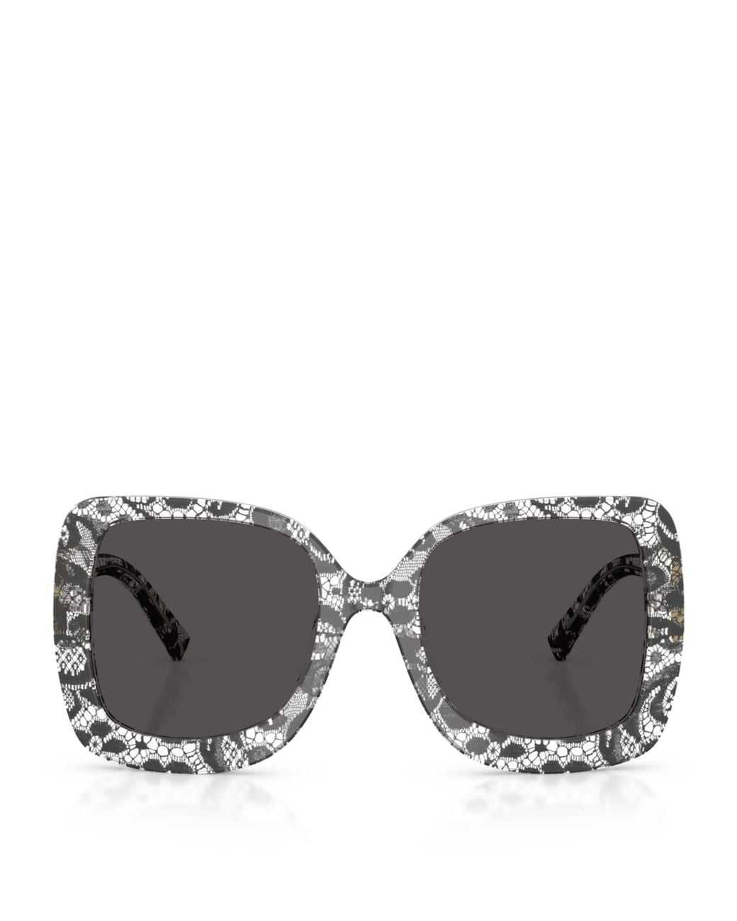 Dolce & Gabbana Gray Lace Print Square Sunglasses