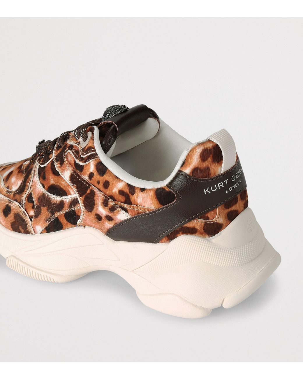 Kurt Geiger Brown Calf Hair Leopard Starlight Runner Sneakers