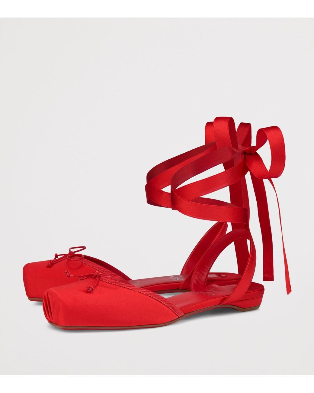 Christian Louboutin Red Cassia Lace-Up Satin Ballet Flats