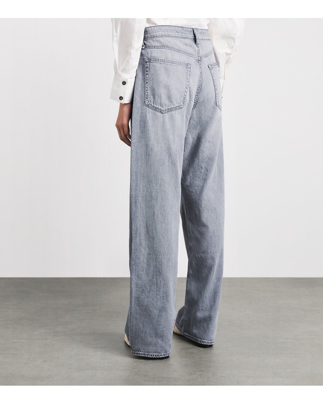 Rag & Bone Gray Featherweight Logan Mid-Rise Wide-Leg Jeans