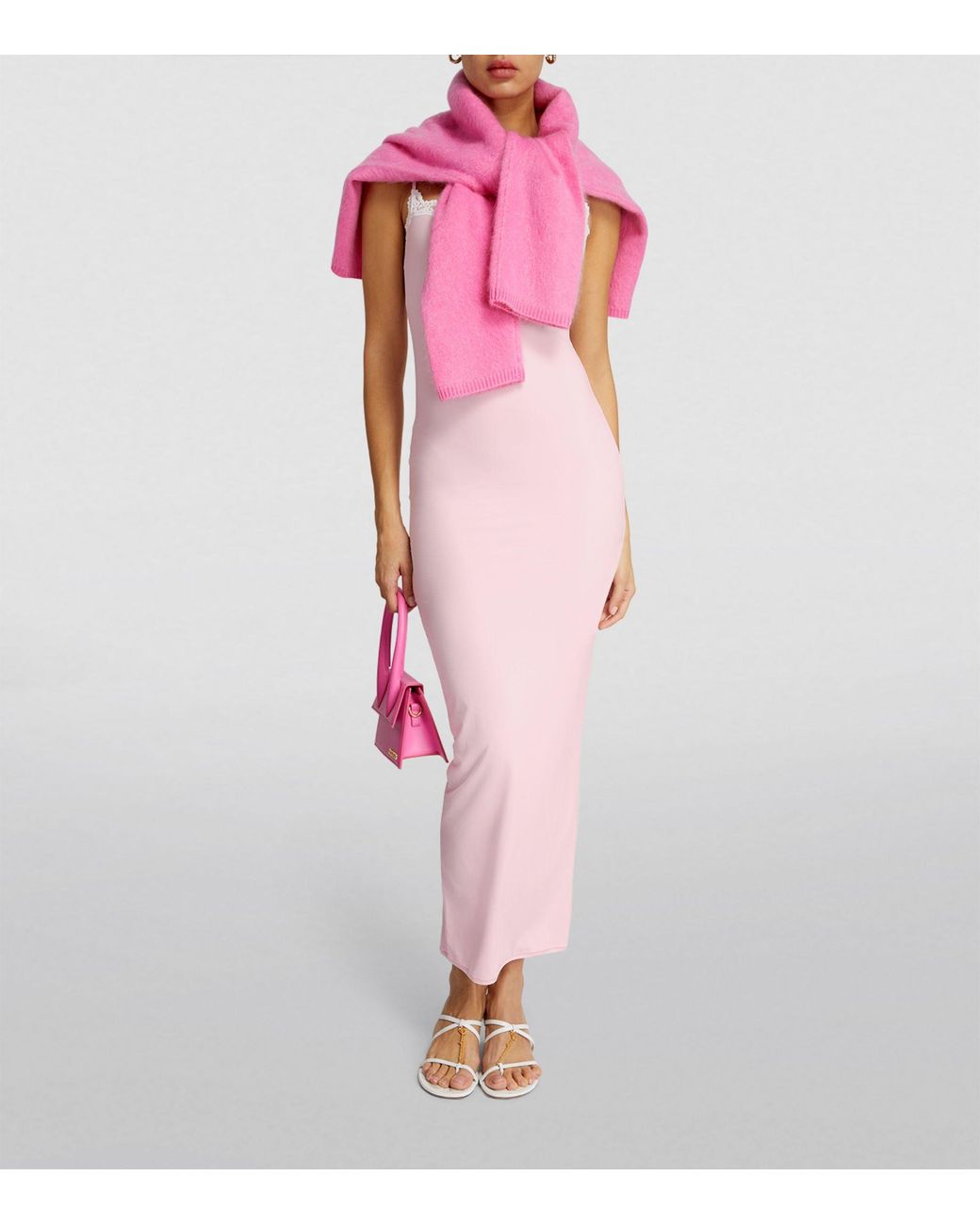 Skims Fits Everybody Lace-trim Slip Dress in Pink | Lyst