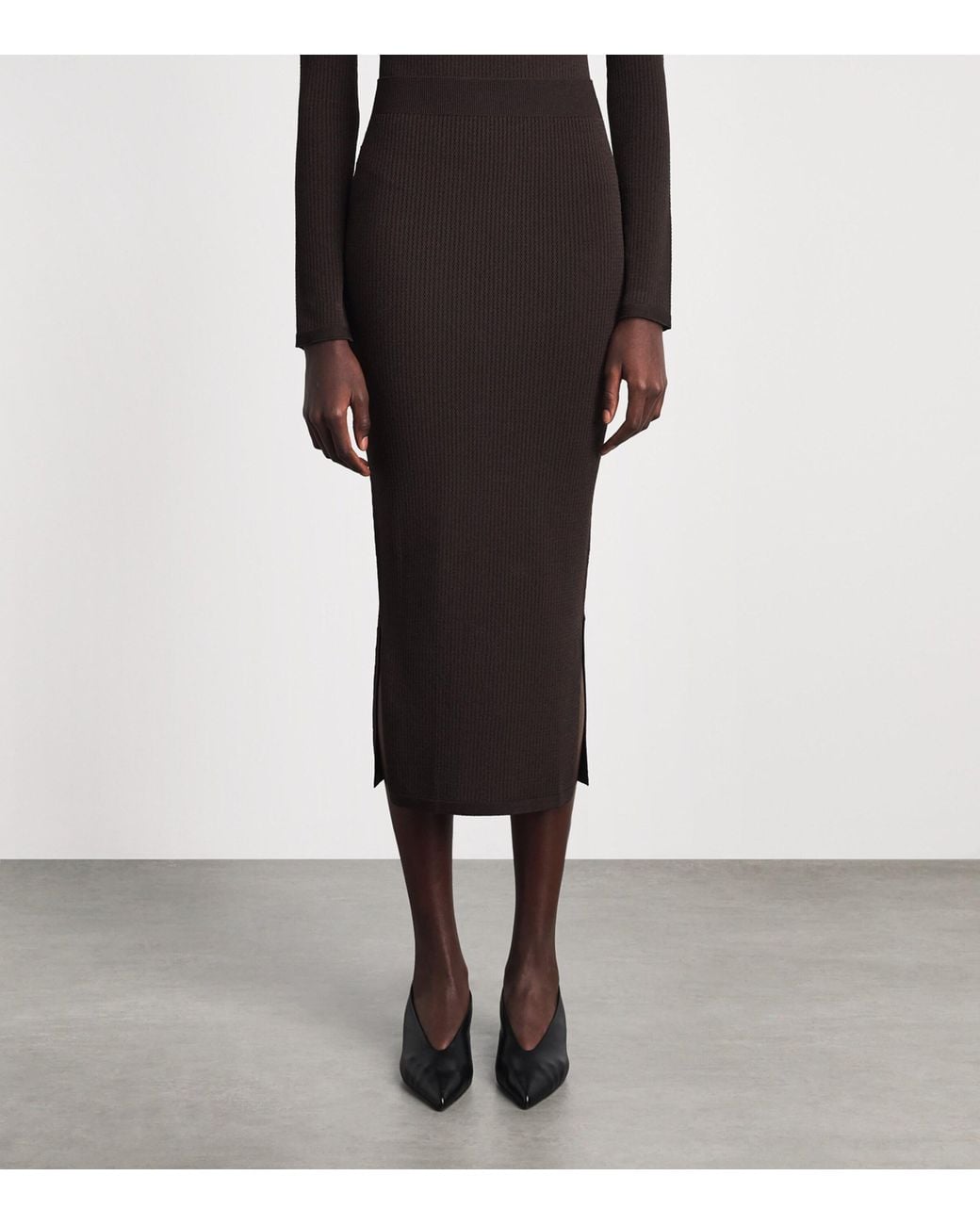 Wolford Brown Wool-Blend Seamless Midi Skirt