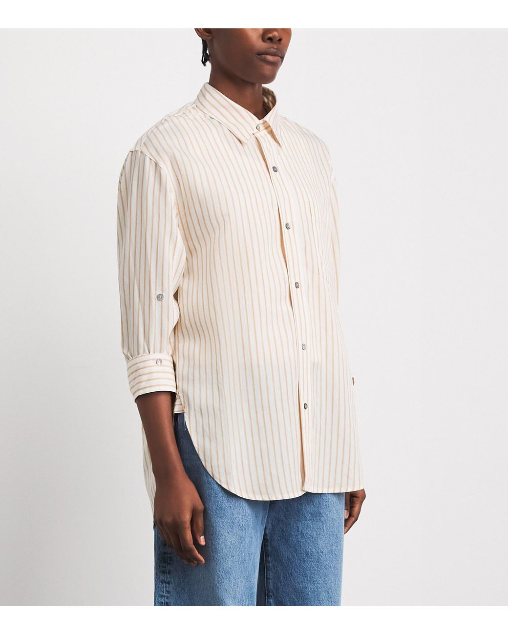 Citizens of Humanity White Cotton Stripe Kayla Shirt