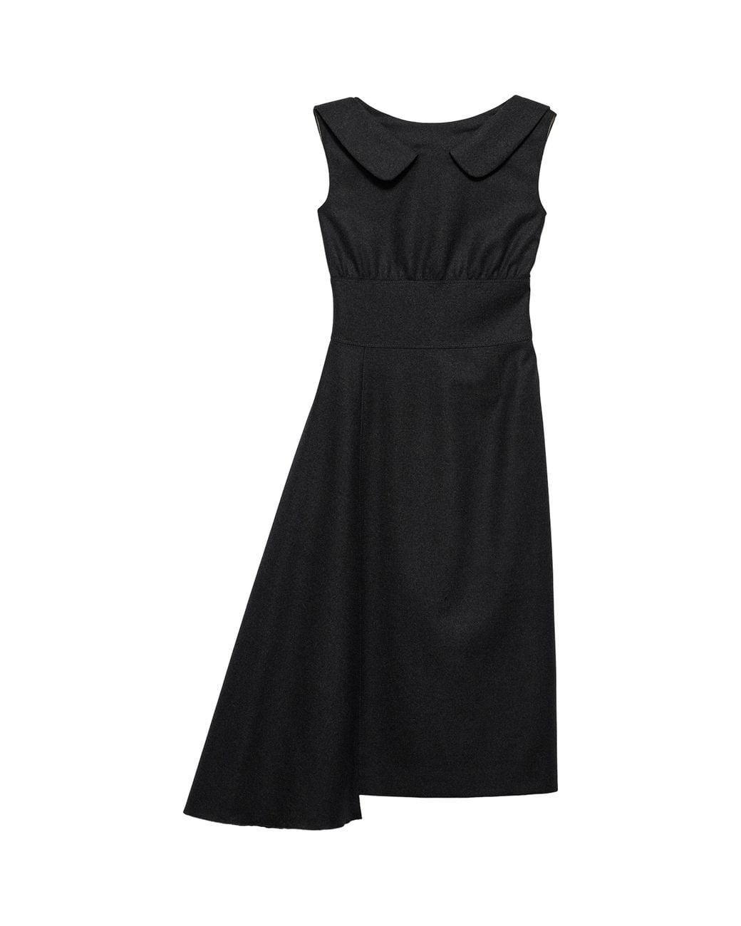 Prada Black Re-Wool Asymmetric Midi Dress
