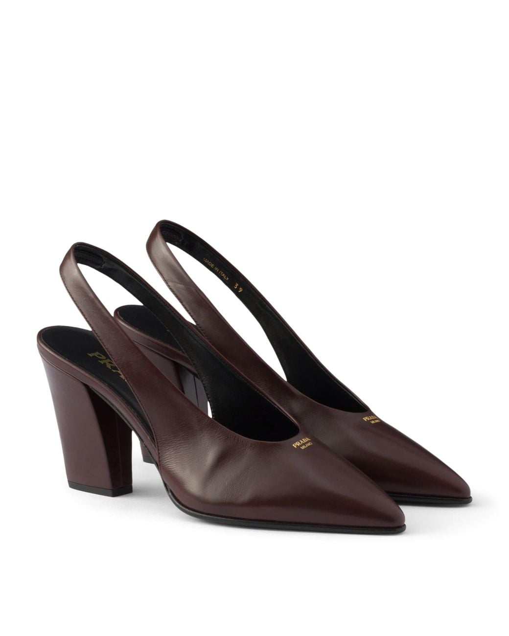 Prada Brown Leather Slingback Pumps 85