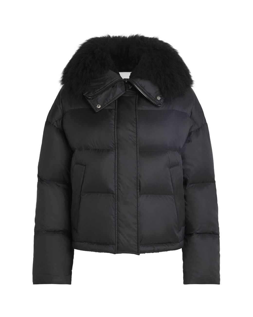 Yves Salomon Black Waterproof Fur-Trim Down Jacket
