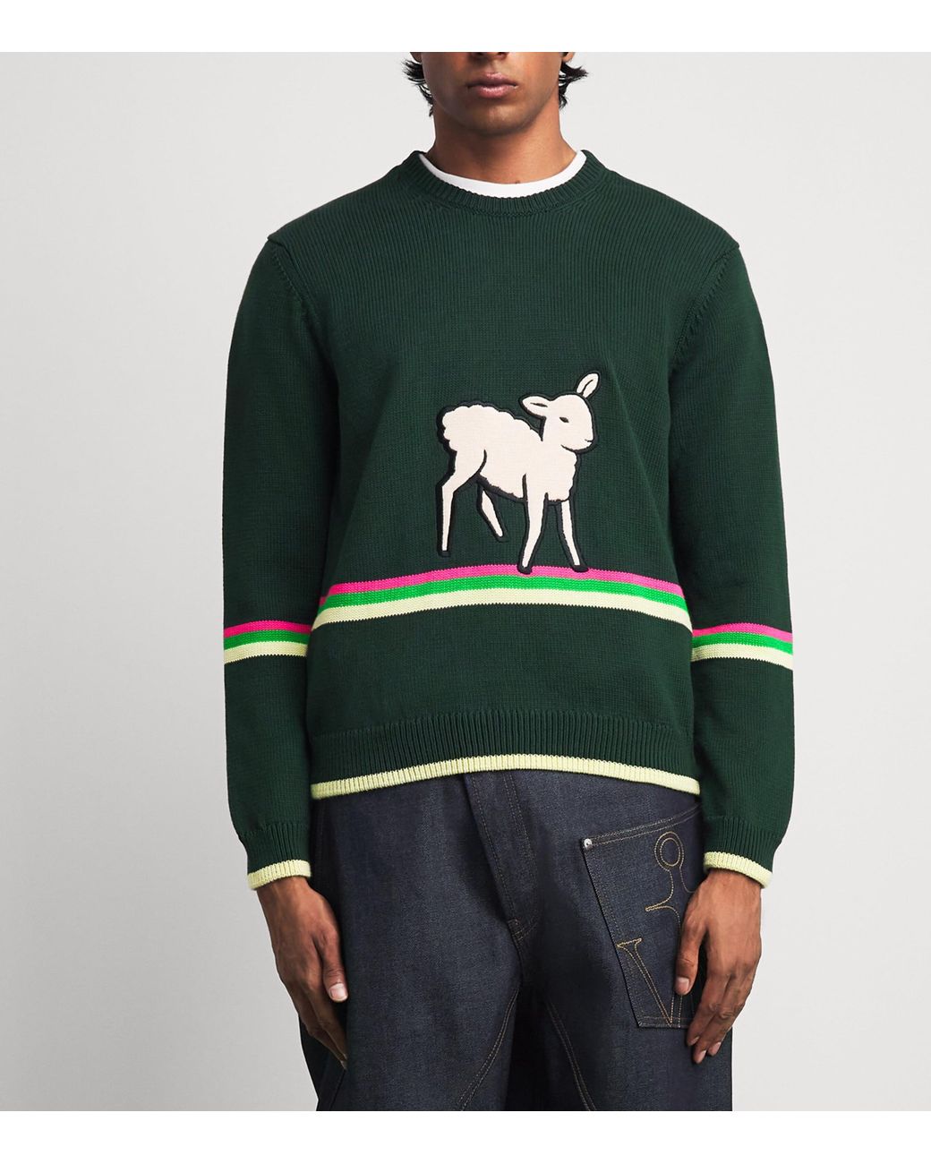 J.W. Anderson Green Cotton Sheep Sweater for men