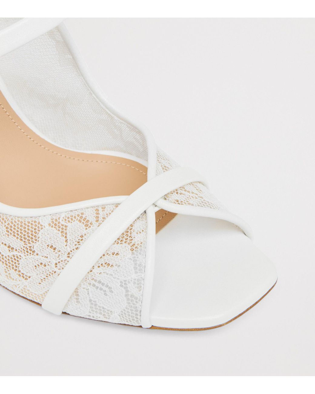 Malone Souliers White Lace Noah Heeled Sandals 70