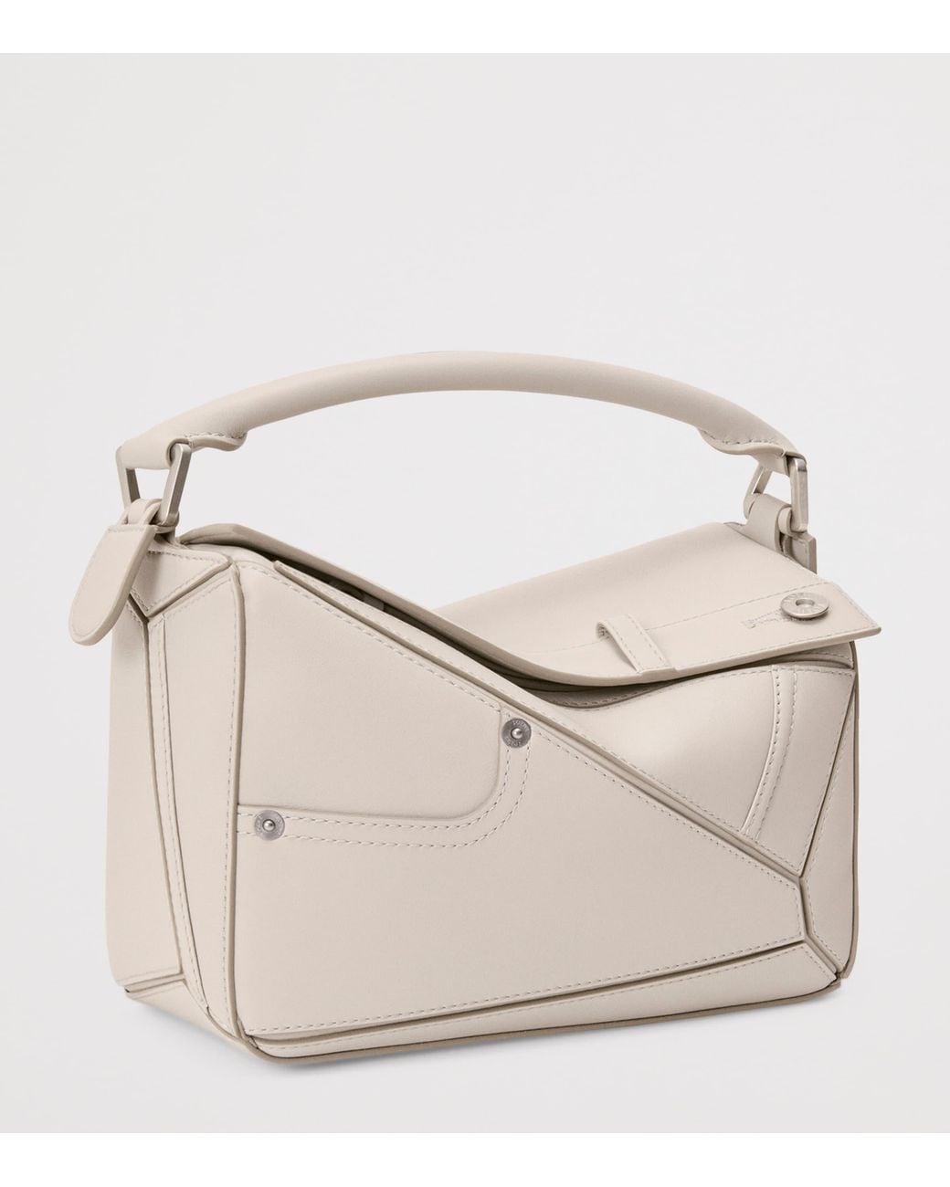 Loewe White Small Leather Puzzle Panta Top-Handle Bag