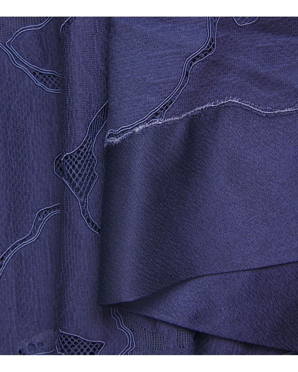 Bocan Blue Satin Lace-Trim Clematis Robe