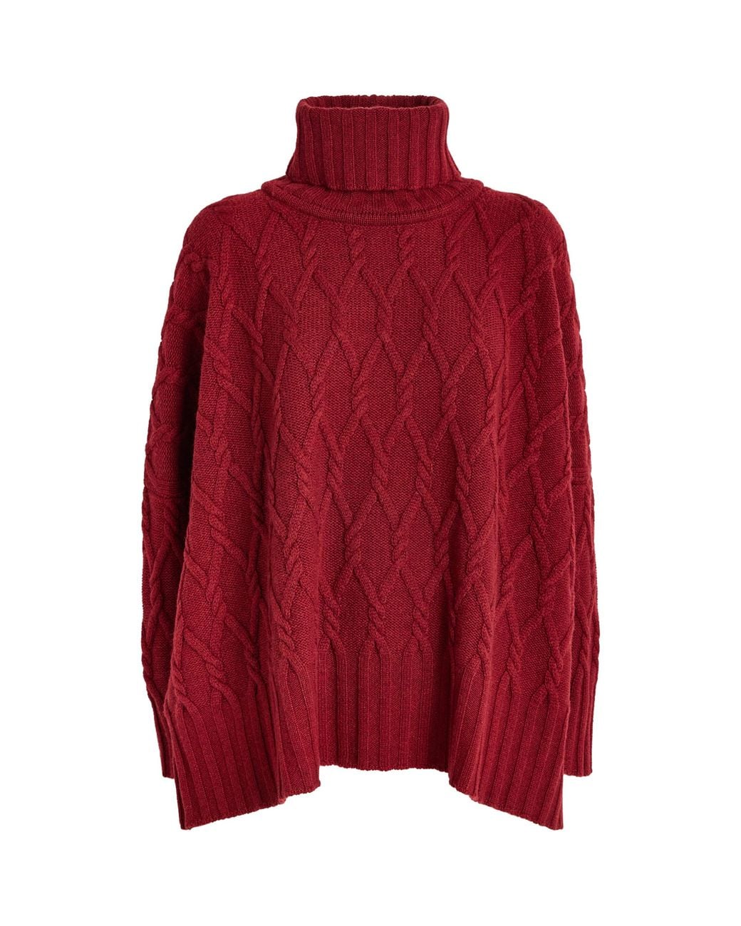 Eskandar Red Cashmere Cable-Knit Rollneck Sweater