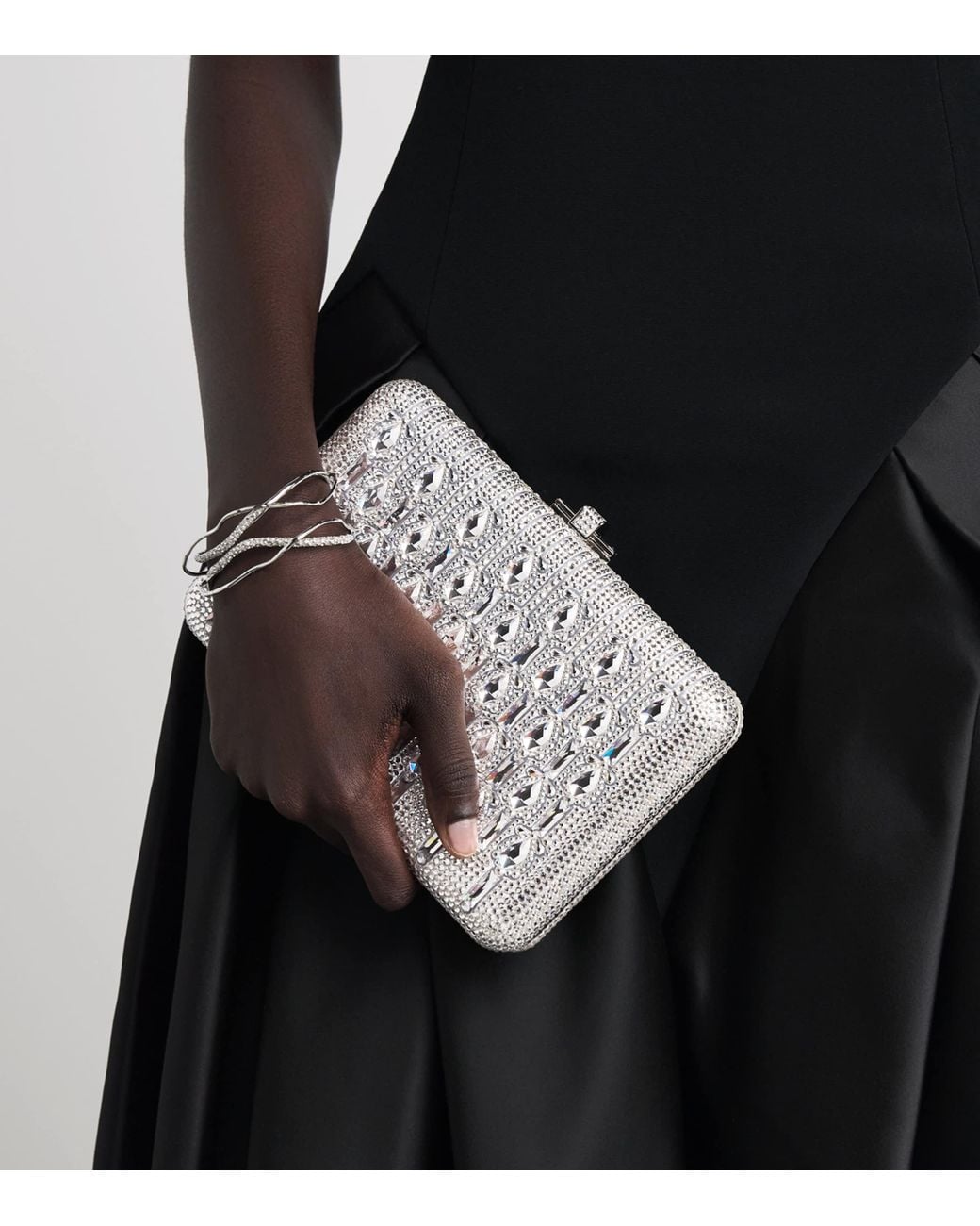 Judith Leiber Black Embellished Slim Slide Bijou Clutch Bag