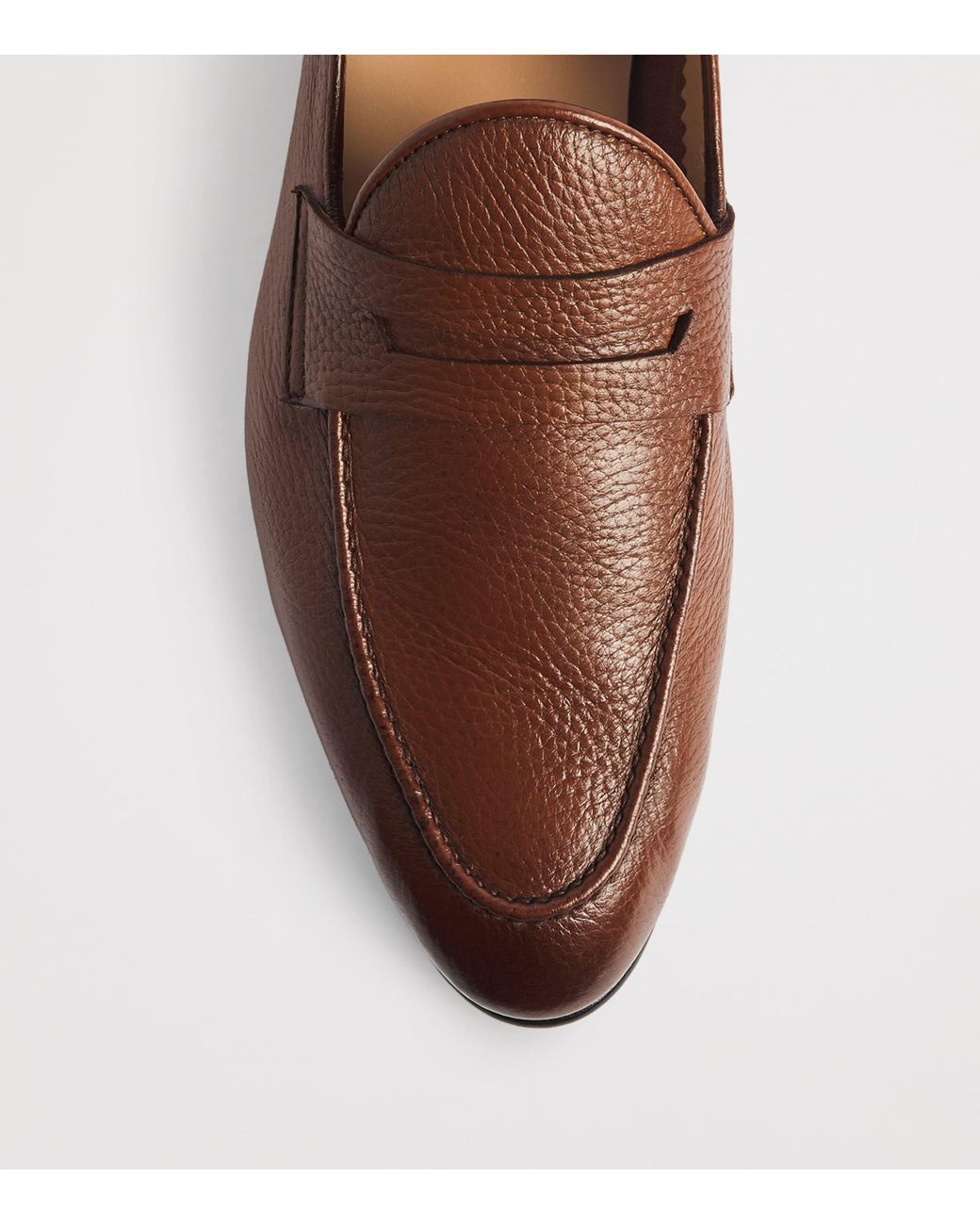 Isaia Brown Leather Penny Loafers for men