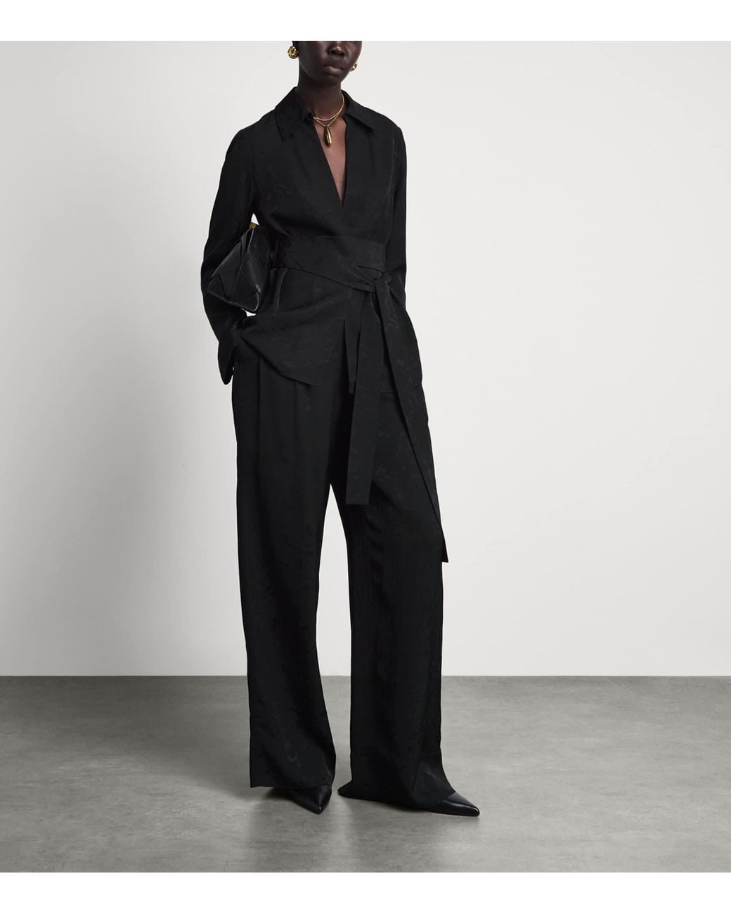 Joseph Black Jacquard Tie-Belt Noemi Jacket