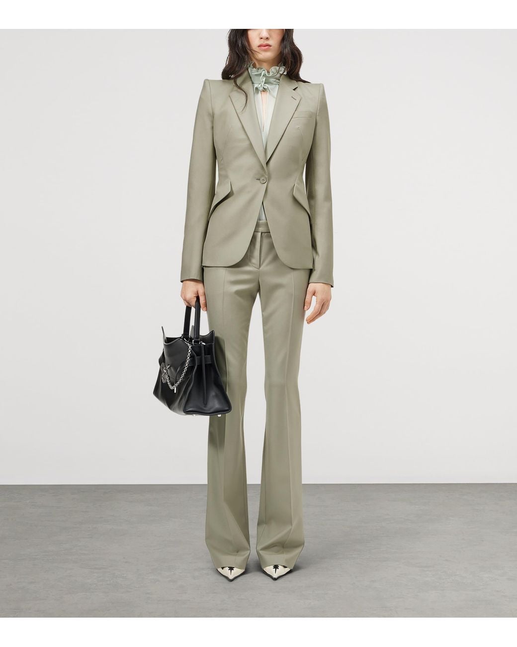 McQueen Gray Wool Bootcut Trousers