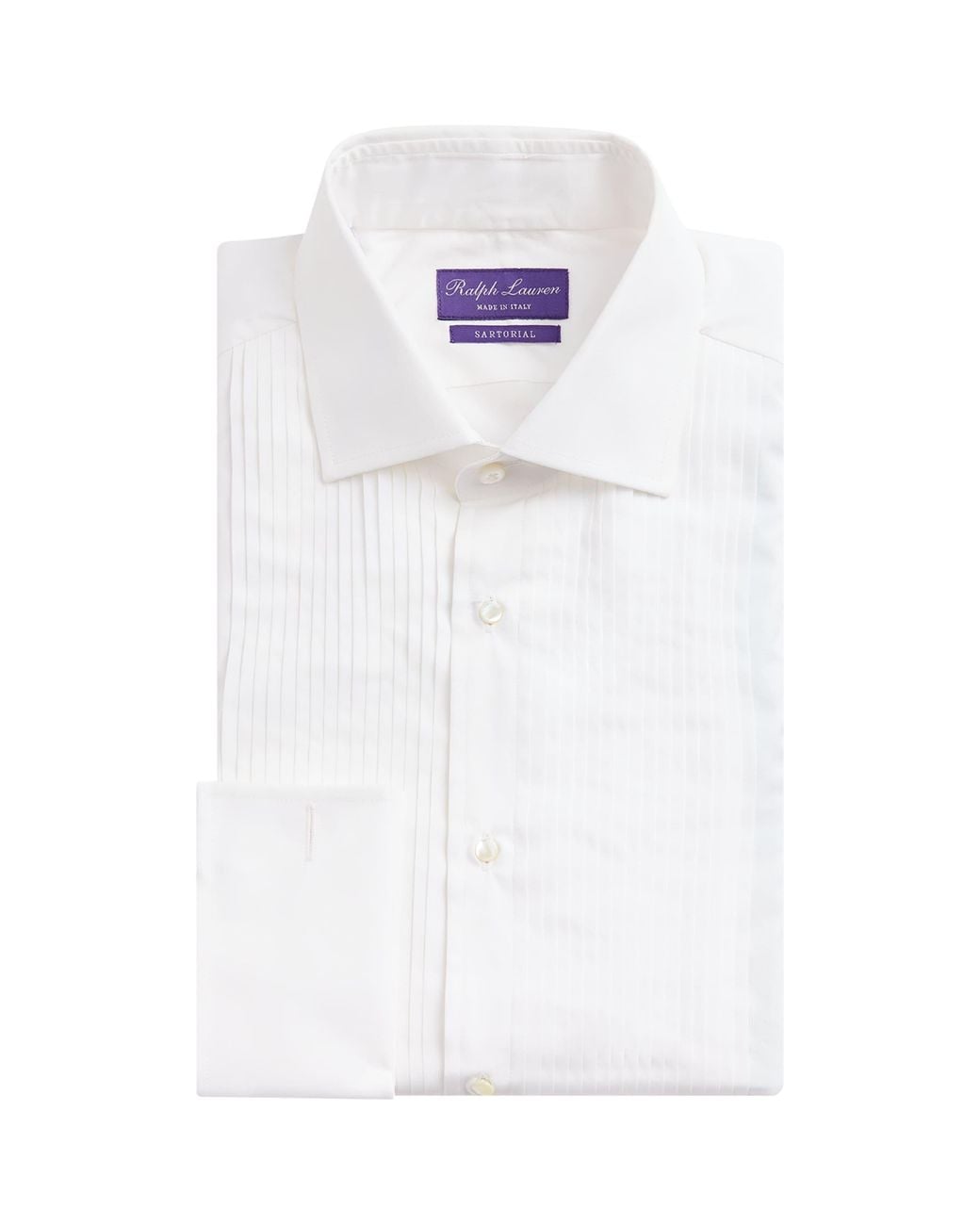 Ralph Lauren White Pleated Tuxedo Shirt for men