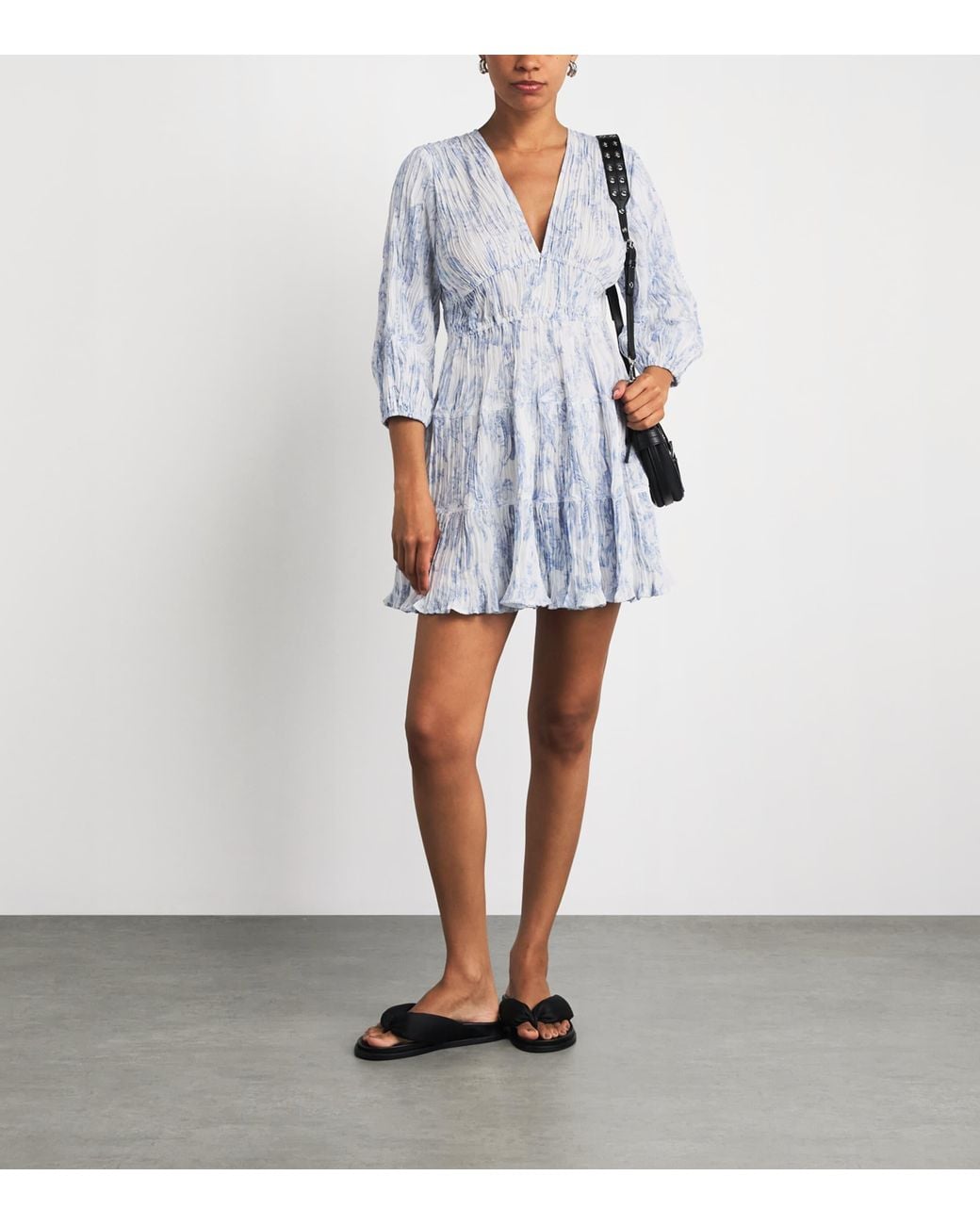 Maje Blue Pleated Mini Dress