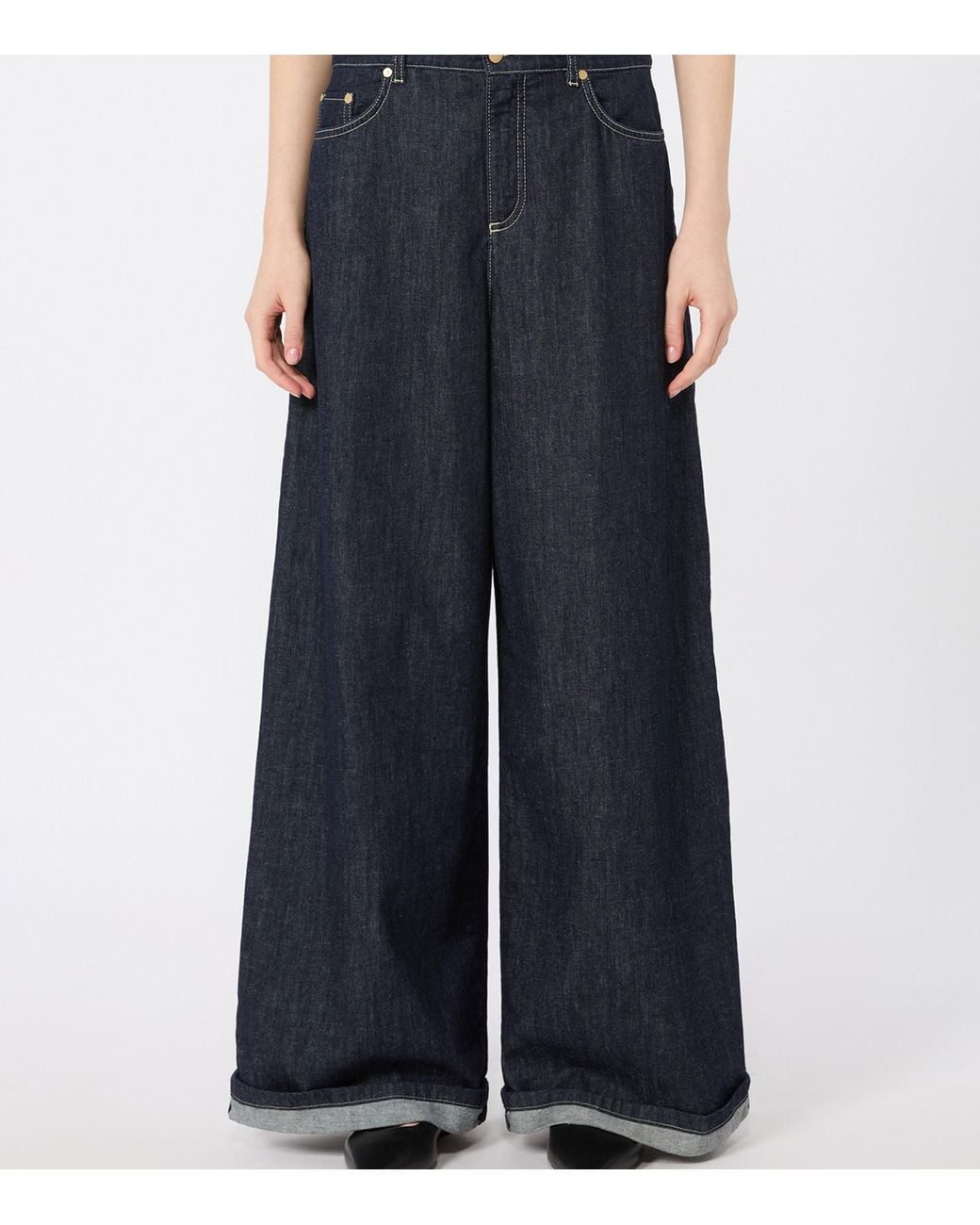 Max Mara Blue High-Waist Wide-Leg Jeans