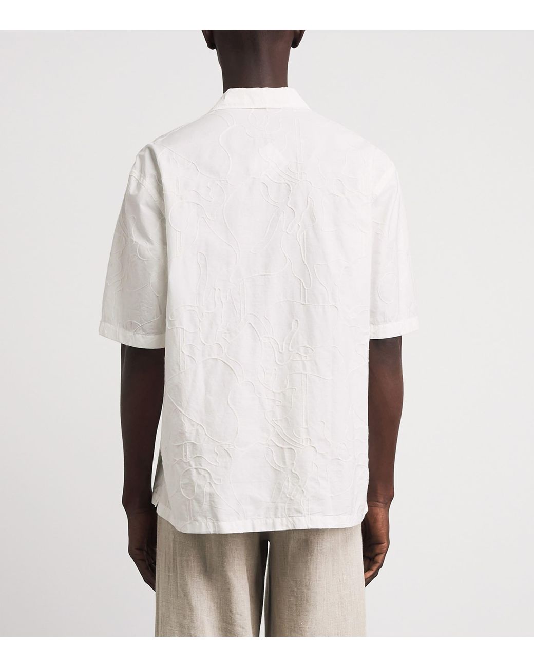 Boss White Cotton Embroidered Shirt for men