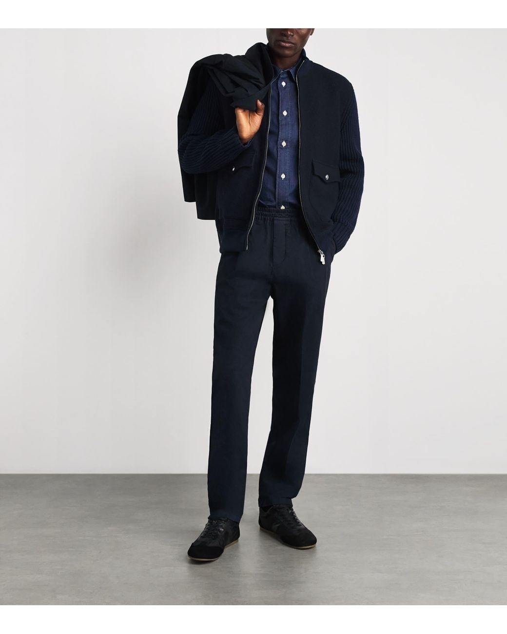 Eleventy Blue Wool Bomber Jacket for men