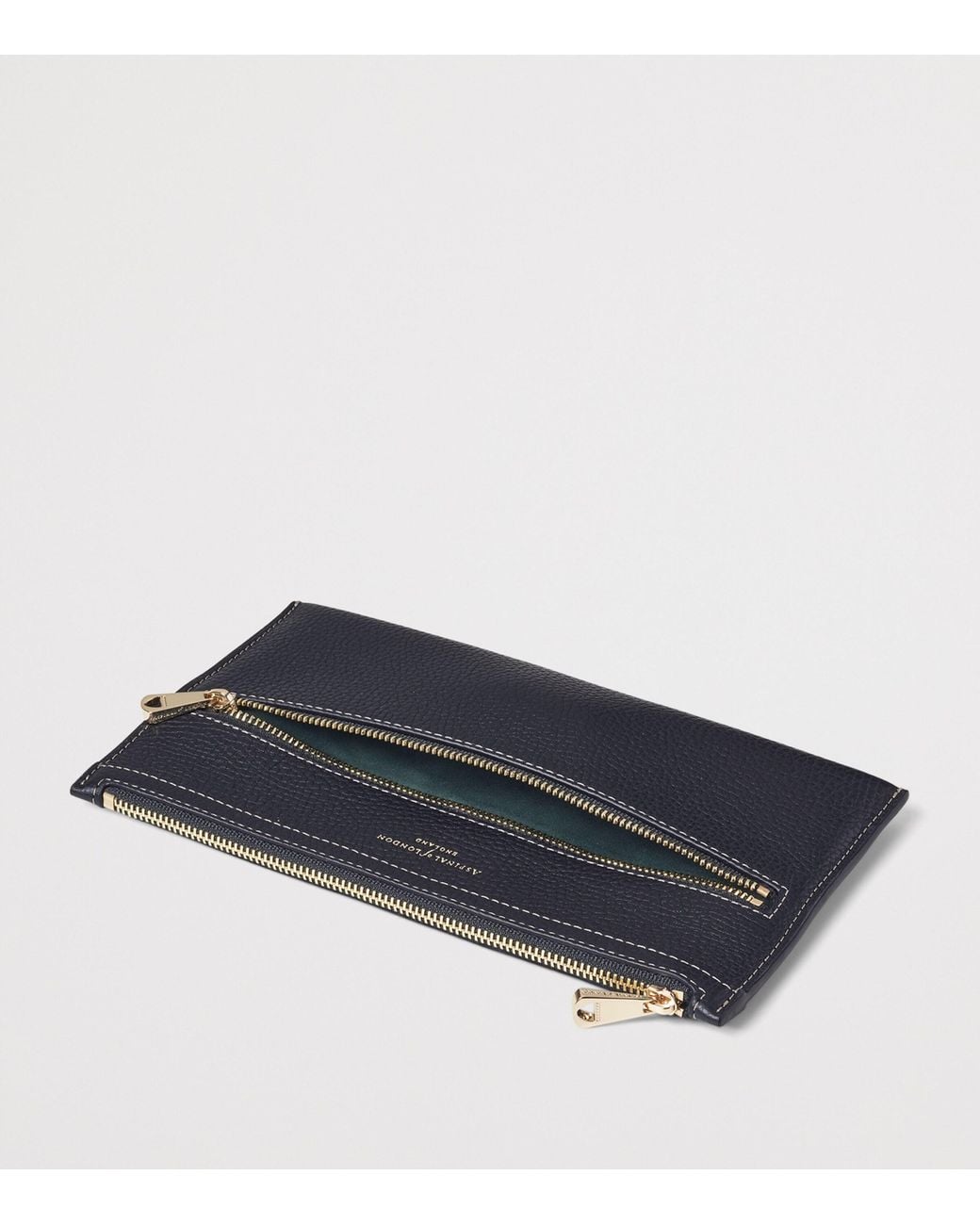 Aspinal Blue Grained Leather Hudson Travel Pouch for men