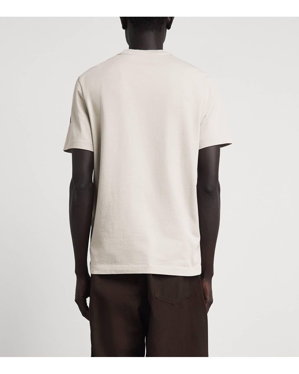 Moncler White Cotton Logo Patch T-Shirt for men