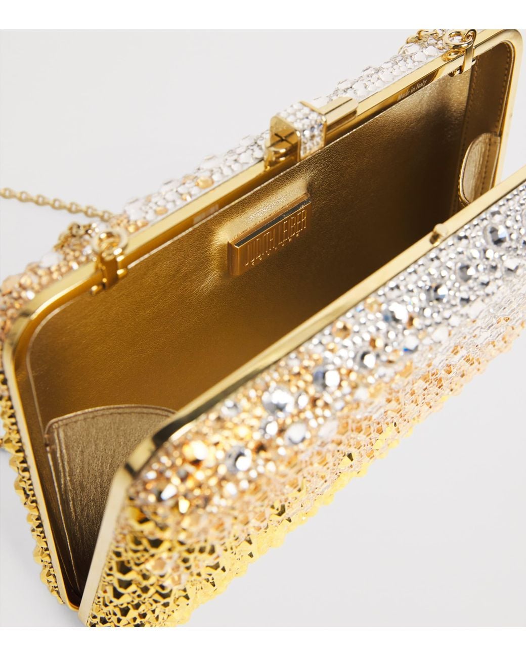 Judith Leiber Metallic Slim Slide Gradient Caviar Clutch Bag
