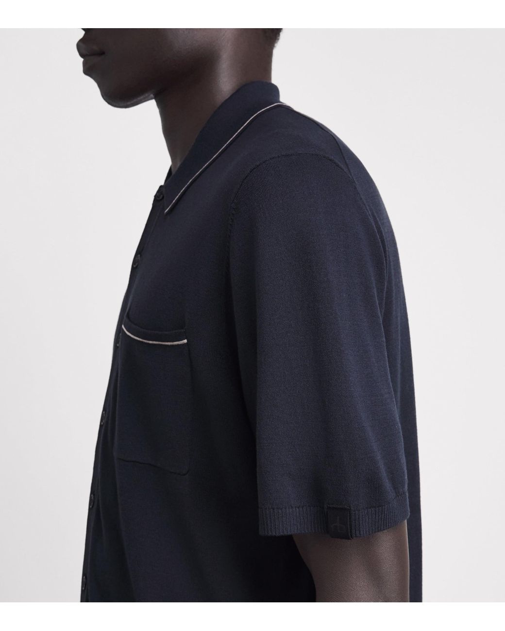 Rag & Bone Blue Silk-Cotton Short-Sleeve Conrad Shirt for men