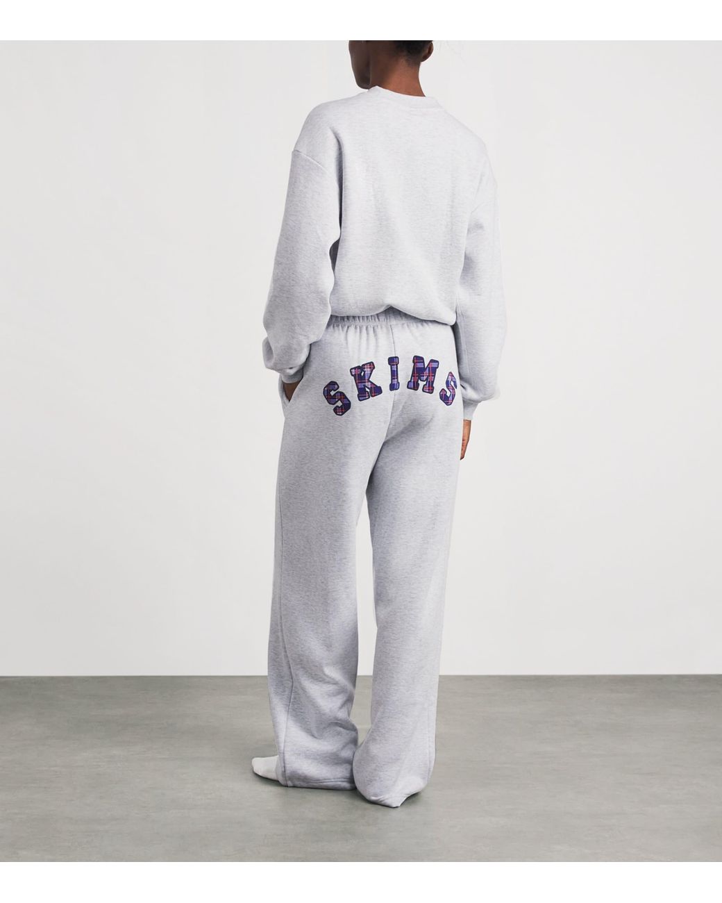 Skims White Cotton-Blend Straight Trousers