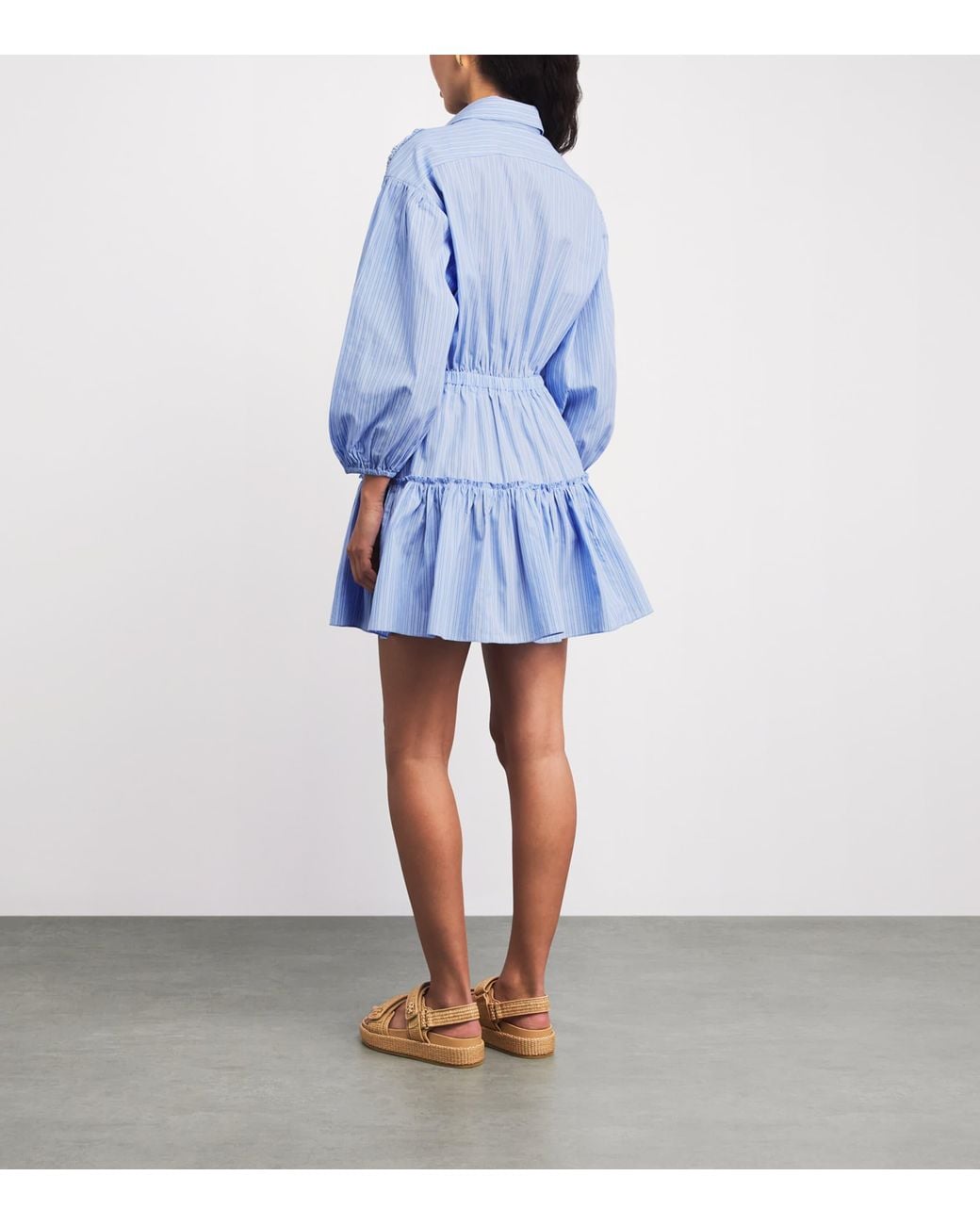 Sandro Blue Cotton Embellished Mini Dress
