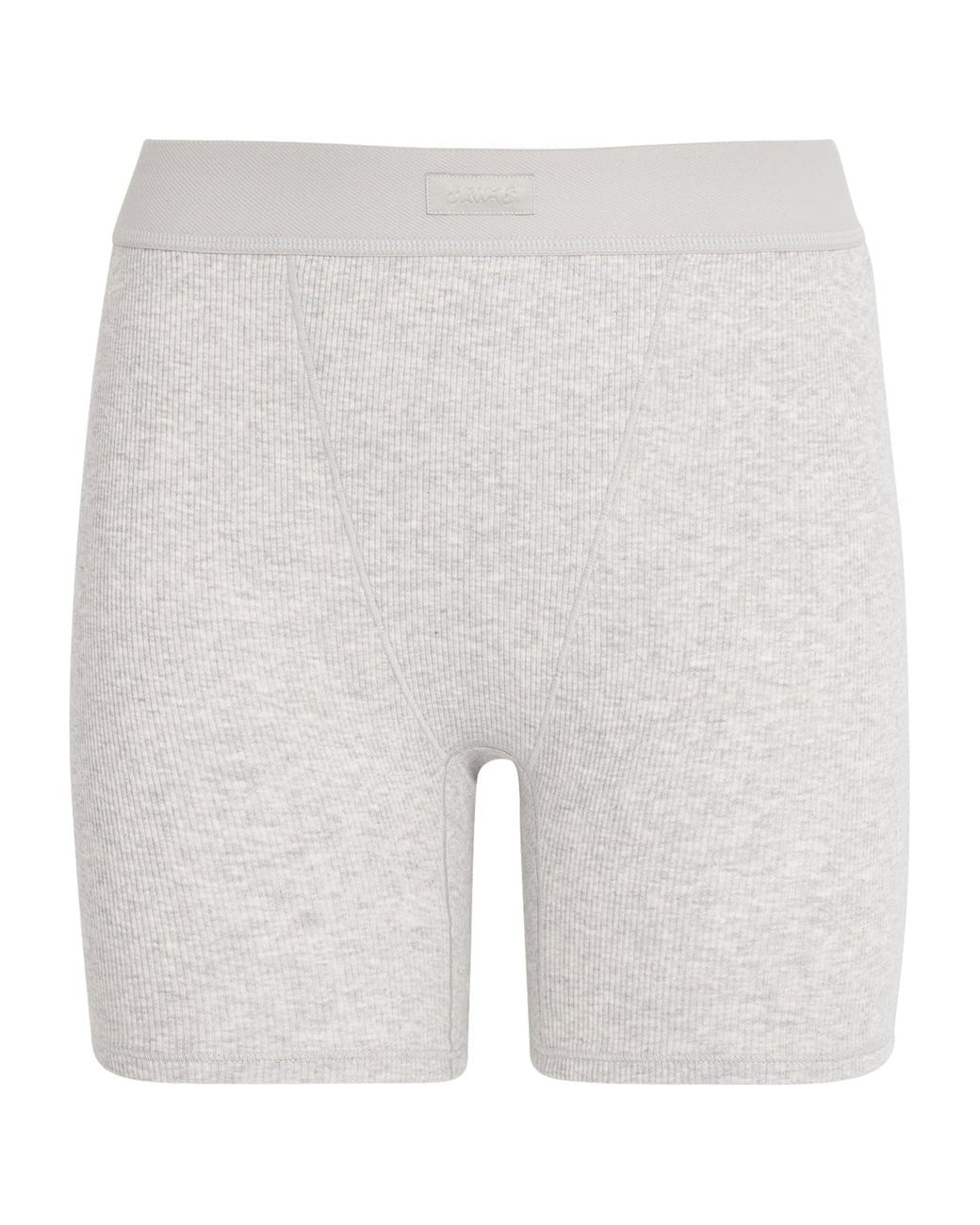 Skims Gray Stretch-Cotton Ribbed Boxer Shorts