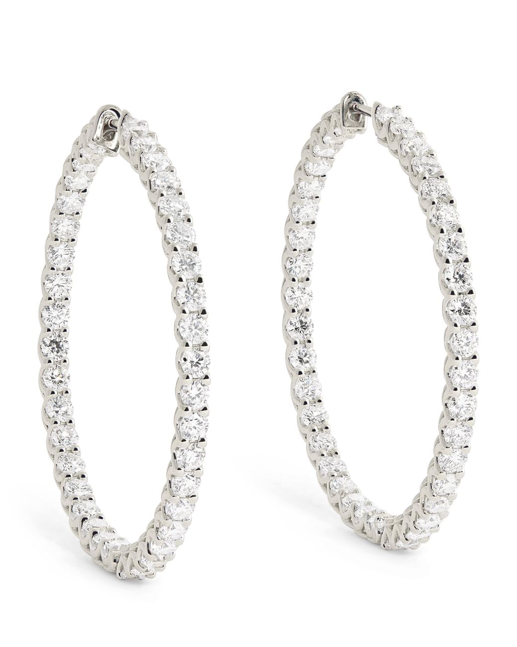 Harrods White And Diamond Hoop Earrings