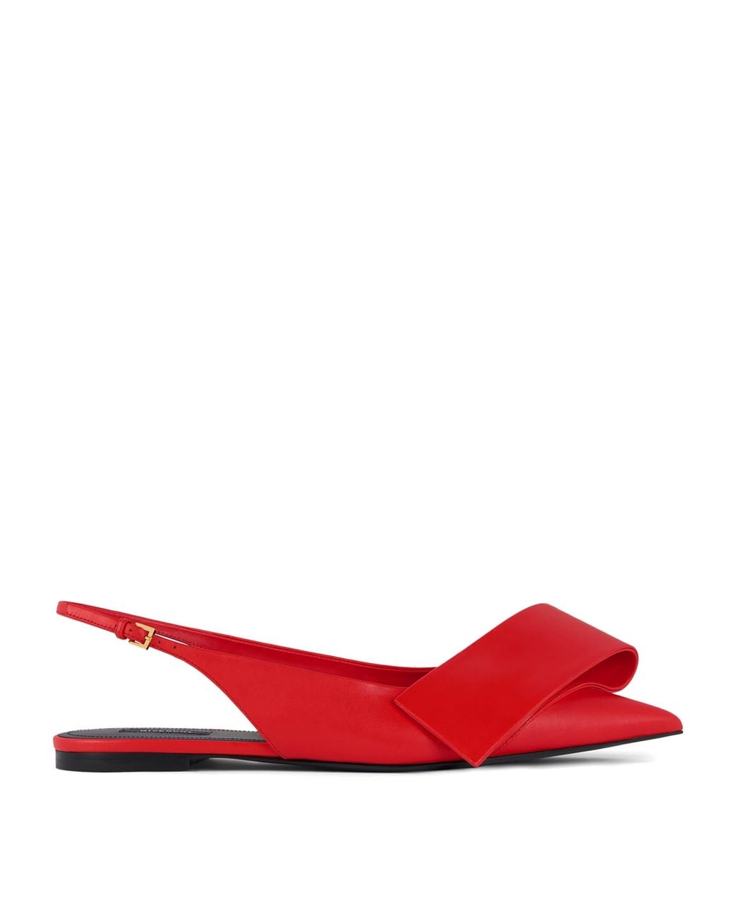 Givenchy Red Leather Twisted Ribbon Slingback Ballet Flats